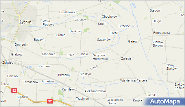 mapa Grzybów Hornowski, Grzybów Hornowski na mapie Targeo