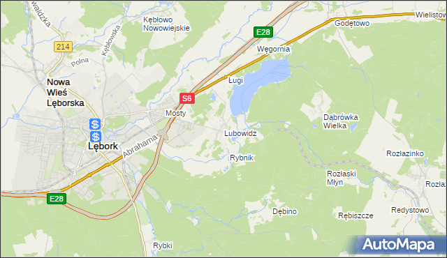 mapa Lubowidz gmina Nowa Wieś Lęborska, Lubowidz gmina Nowa Wieś Lęborska na mapie Targeo