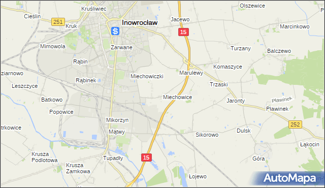 mapa Miechowice gmina Inowrocław, Miechowice gmina Inowrocław na mapie Targeo