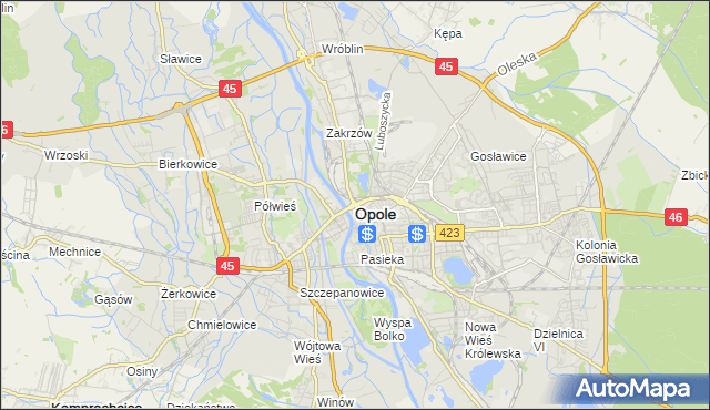 mapa Opola, Opole na mapie Targeo