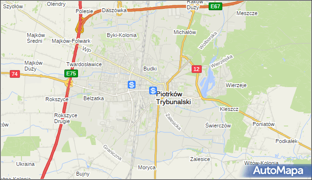 mapa Piotrków Trybunalski, Piotrków Trybunalski na mapie Targeo