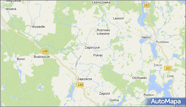 mapa Pokręt gmina Łobez, Pokręt gmina Łobez na mapie Targeo