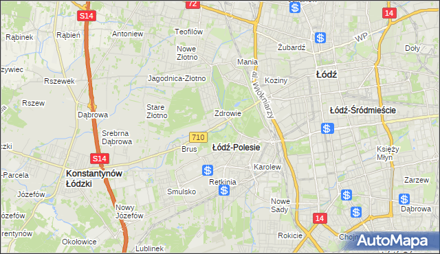 mapa Polesie gmina Łódź, Polesie gmina Łódź na mapie Targeo