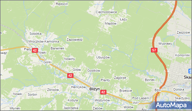 mapa Ubyszów, Ubyszów na mapie Targeo