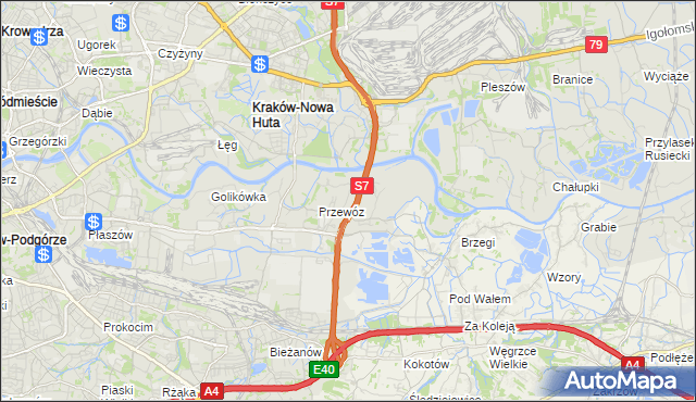 mapa Ulica gmina Kraków, Ulica gmina Kraków na mapie Targeo