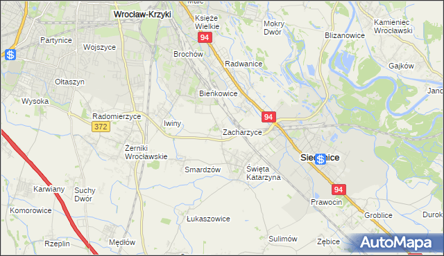 mapa Zacharzyce, Zacharzyce na mapie Targeo