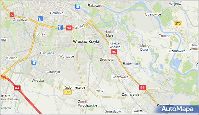 mapa Brochów gmina Wrocław, Brochów gmina Wrocław na mapie Targeo