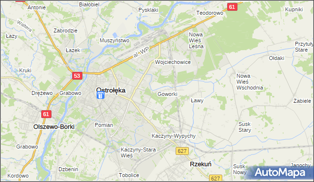 mapa Goworki, Goworki na mapie Targeo