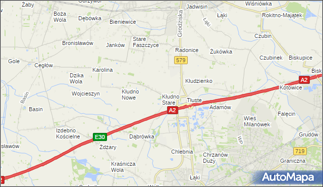 mapa Kłudno Stare, Kłudno Stare na mapie Targeo