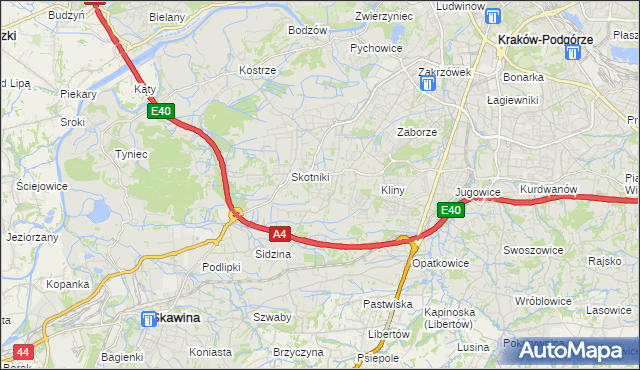mapa Kobierzyn gmina Kraków, Kobierzyn gmina Kraków na mapie Targeo
