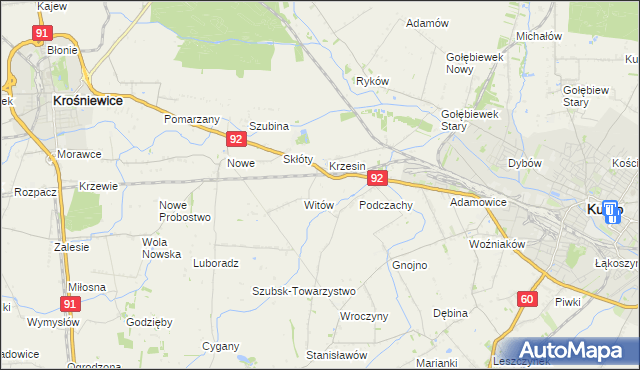 mapa Krzesin-Parcela, Krzesin-Parcela na mapie Targeo