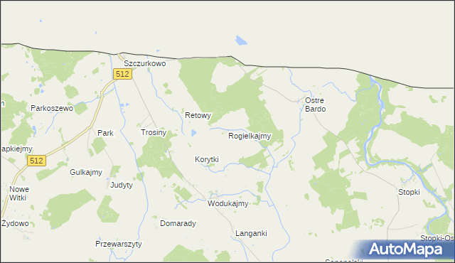 mapa Rogielkajmy, Rogielkajmy na mapie Targeo