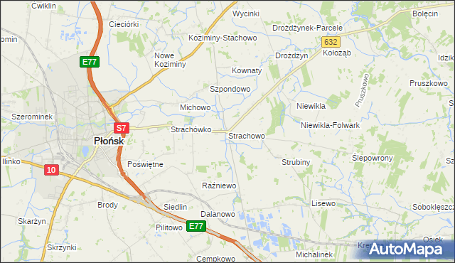 mapa Strachowo, Strachowo na mapie Targeo