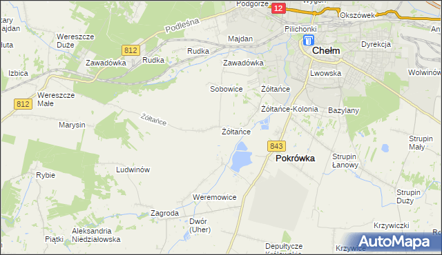 mapa Żółtańce, Żółtańce na mapie Targeo