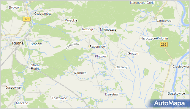 mapa Kliszów gmina Rudna, Kliszów gmina Rudna na mapie Targeo