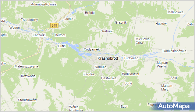 mapa Krasnobród, Krasnobród na mapie Targeo