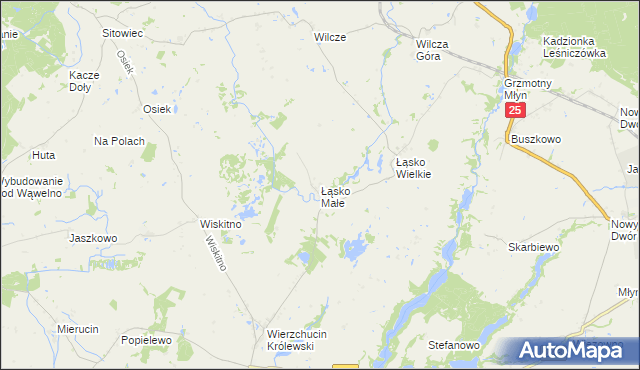 mapa Łąsko Małe, Łąsko Małe na mapie Targeo