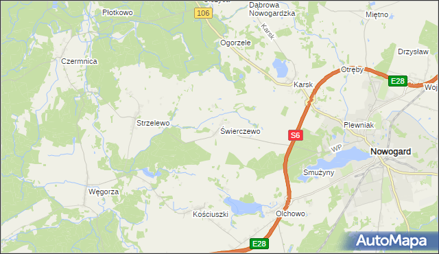 mapa Świerczewo gmina Nowogard, Świerczewo gmina Nowogard na mapie Targeo