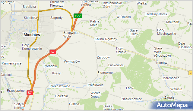 mapa Zarogów, Zarogów na mapie Targeo