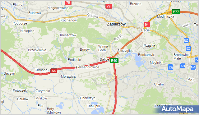 mapa Balice gmina Zabierzów, Balice gmina Zabierzów na mapie Targeo