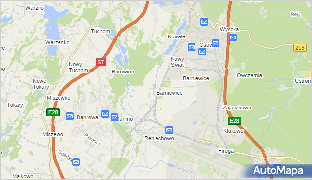 mapa Barniewice, Barniewice na mapie Targeo