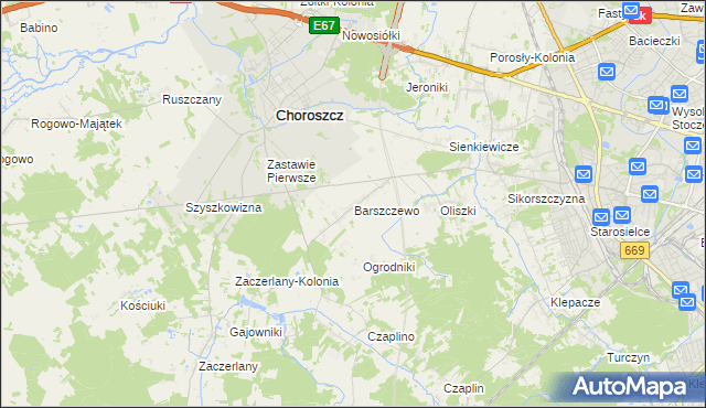mapa Barszczewo gmina Choroszcz, Barszczewo gmina Choroszcz na mapie Targeo