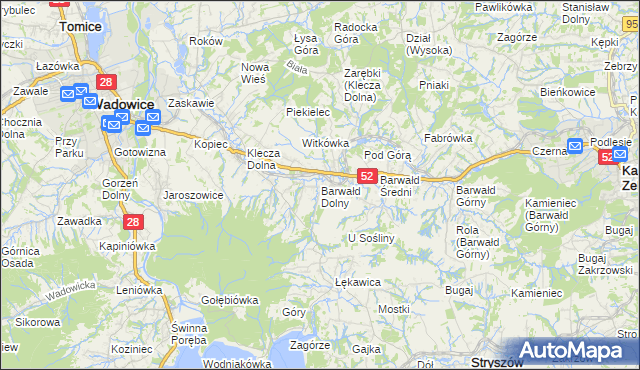 mapa Barwałd Dolny, Barwałd Dolny na mapie Targeo