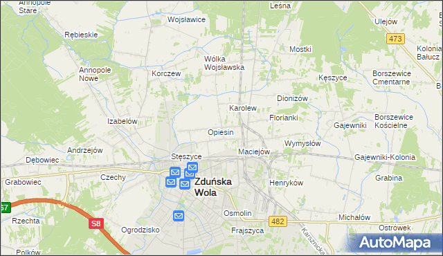 mapa Beniaminów gmina Zduńska Wola, Beniaminów gmina Zduńska Wola na mapie Targeo