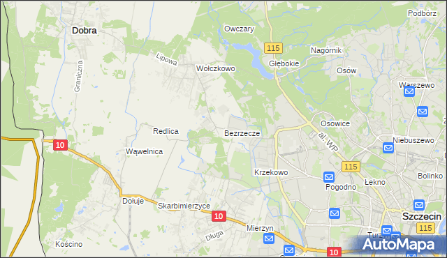 mapa Bezrzecze, Bezrzecze na mapie Targeo