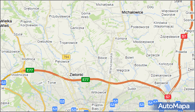 mapa Bibice, Bibice na mapie Targeo