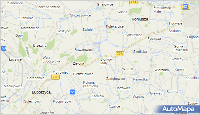 mapa Biórków Mały, Biórków Mały na mapie Targeo