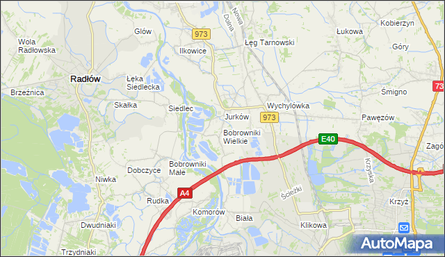 mapa Bobrowniki Wielkie, Bobrowniki Wielkie na mapie Targeo