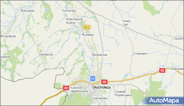 mapa Bodzanów gmina Głuchołazy, Bodzanów gmina Głuchołazy na mapie Targeo