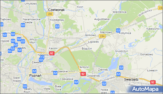 mapa Bogucin gmina Swarzędz, Bogucin gmina Swarzędz na mapie Targeo
