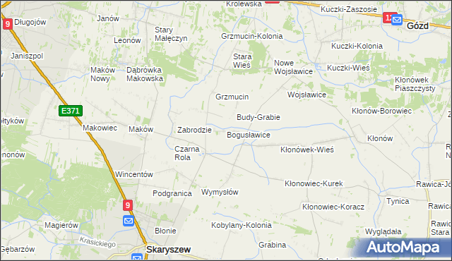 mapa Bogusławice gmina Skaryszew, Bogusławice gmina Skaryszew na mapie Targeo