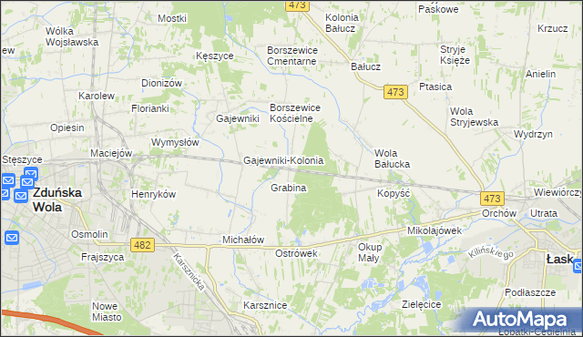 mapa Borszewice Kolejowe, Borszewice Kolejowe na mapie Targeo