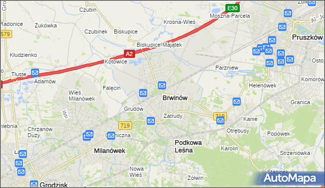 mapa Brwinów, Brwinów na mapie Targeo