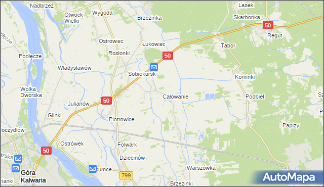 mapa Całowanie, Całowanie na mapie Targeo