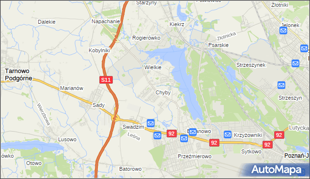 mapa Chyby gmina Tarnowo Podgórne, Chyby gmina Tarnowo Podgórne na mapie Targeo