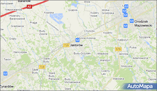 mapa Chylice gmina Jaktorów, Chylice gmina Jaktorów na mapie Targeo