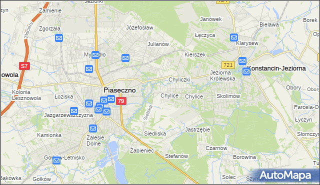 mapa Chylice gmina Piaseczno, Chylice gmina Piaseczno na mapie Targeo