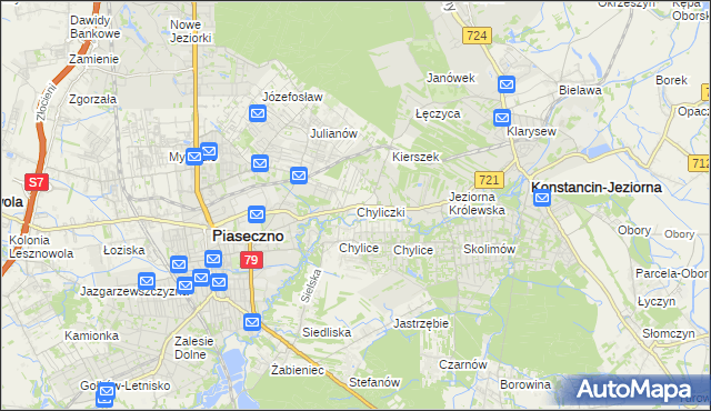 mapa Chyliczki gmina Piaseczno, Chyliczki gmina Piaseczno na mapie Targeo