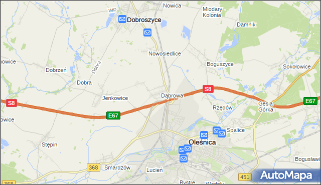 mapa Dąbrowa gmina Oleśnica, Dąbrowa gmina Oleśnica na mapie Targeo