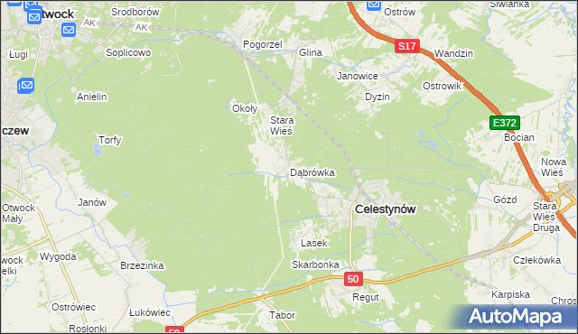mapa Dąbrówka gmina Celestynów, Dąbrówka gmina Celestynów na mapie Targeo