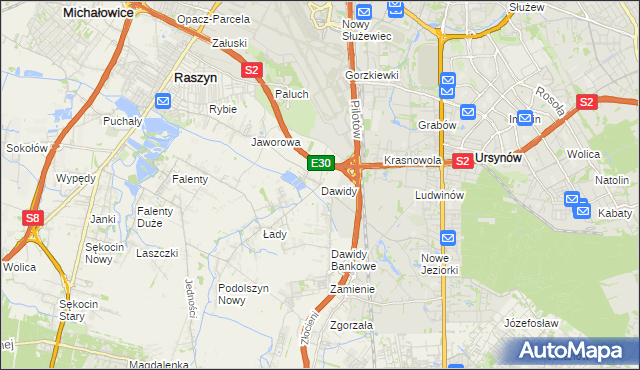 mapa Dawidy gmina Raszyn, Dawidy gmina Raszyn na mapie Targeo