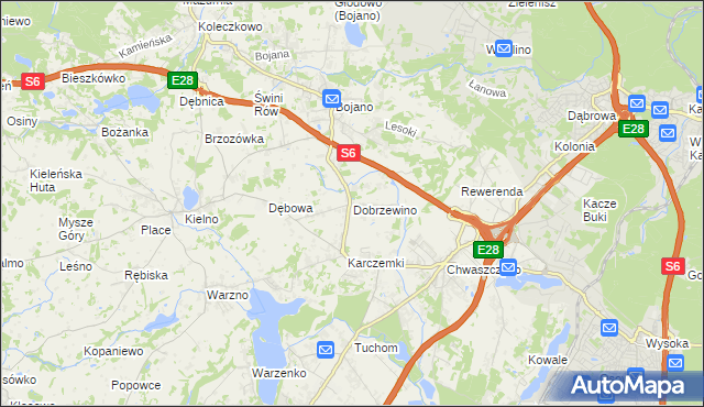 mapa Dobrzewino, Dobrzewino na mapie Targeo