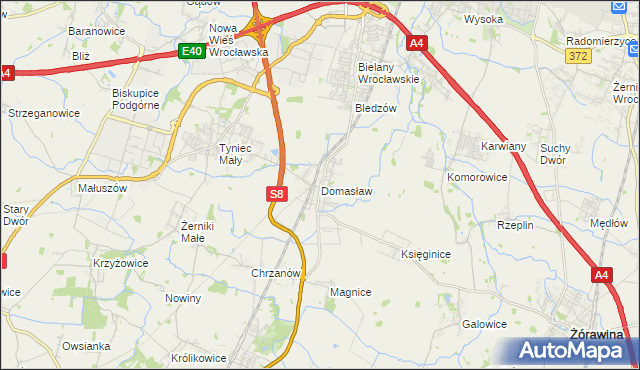 mapa Domasław, Domasław na mapie Targeo