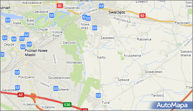 mapa Garby gmina Swarzędz, Garby gmina Swarzędz na mapie Targeo