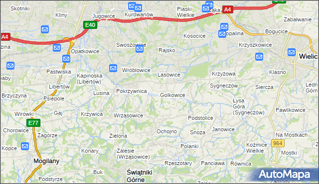 mapa Golkowice, Golkowice na mapie Targeo
