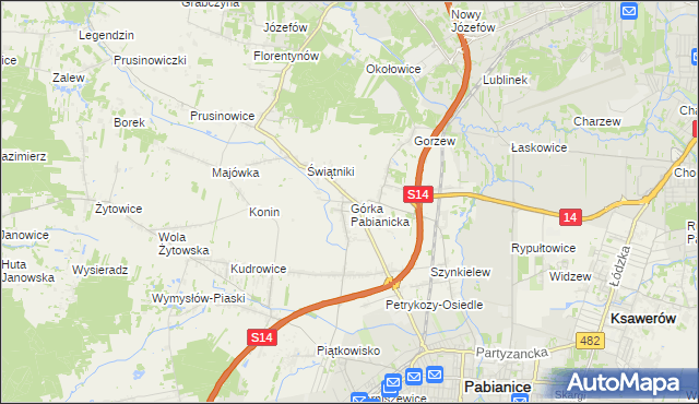 mapa Górka Pabianicka, Górka Pabianicka na mapie Targeo